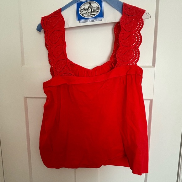 J. Crew Hot Red Tank with Lace Straps. Women’s Size 10. - Picture 2 of 3